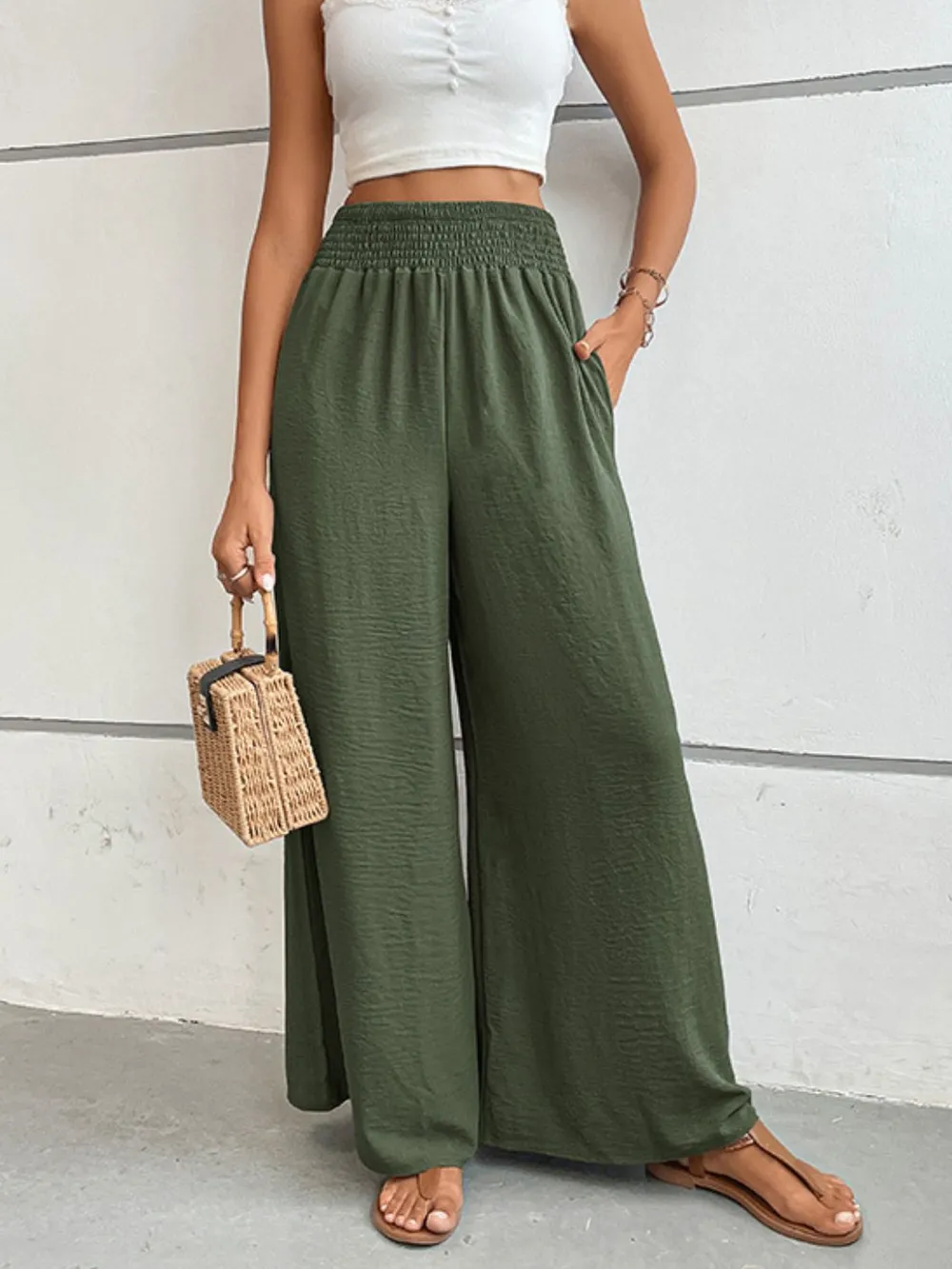 Wide Waistband Relax Fit Long Pants, image 4