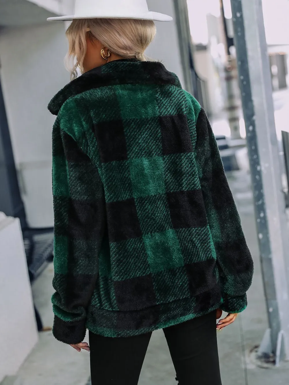 Plaid Zip-Up Collared Jacket, image 2
