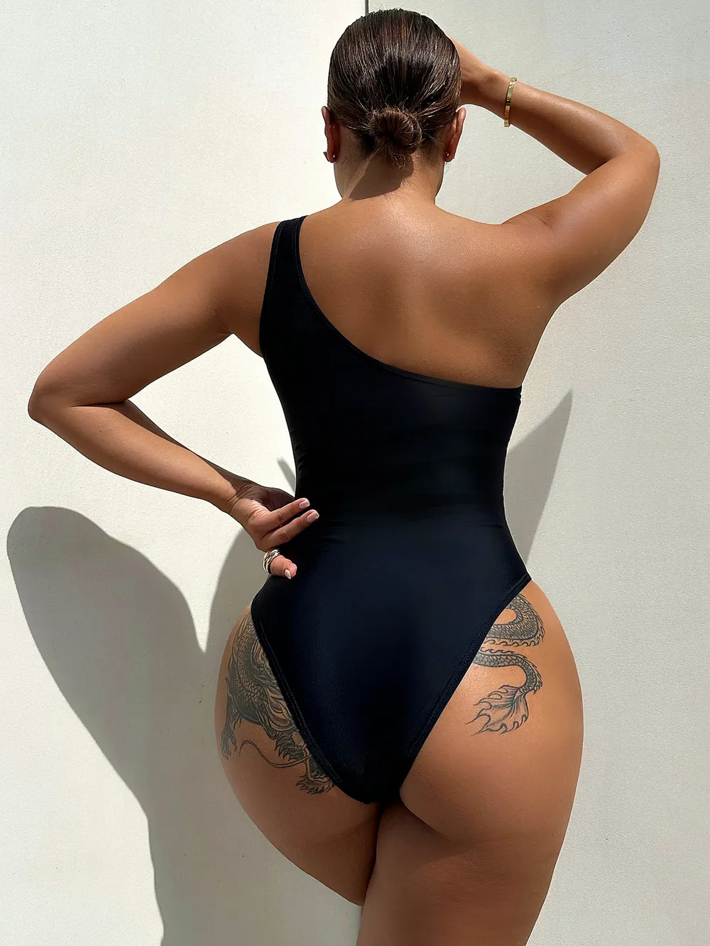 One-Shoulder Sleeveless One-Piece Swimsuit, image 2