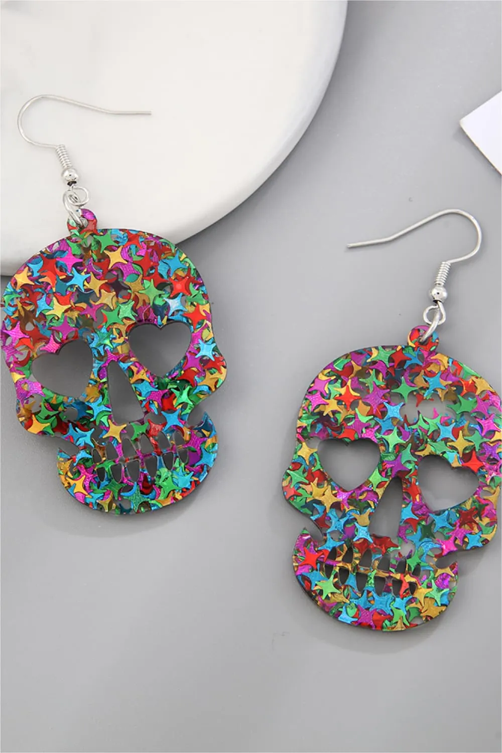 Acrylic Skull Drop Earrings, image 4