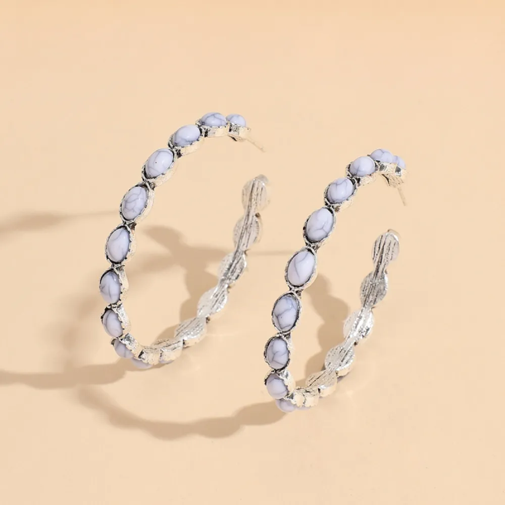 Artificial Turquoise C-Hoop Earrings, image 9