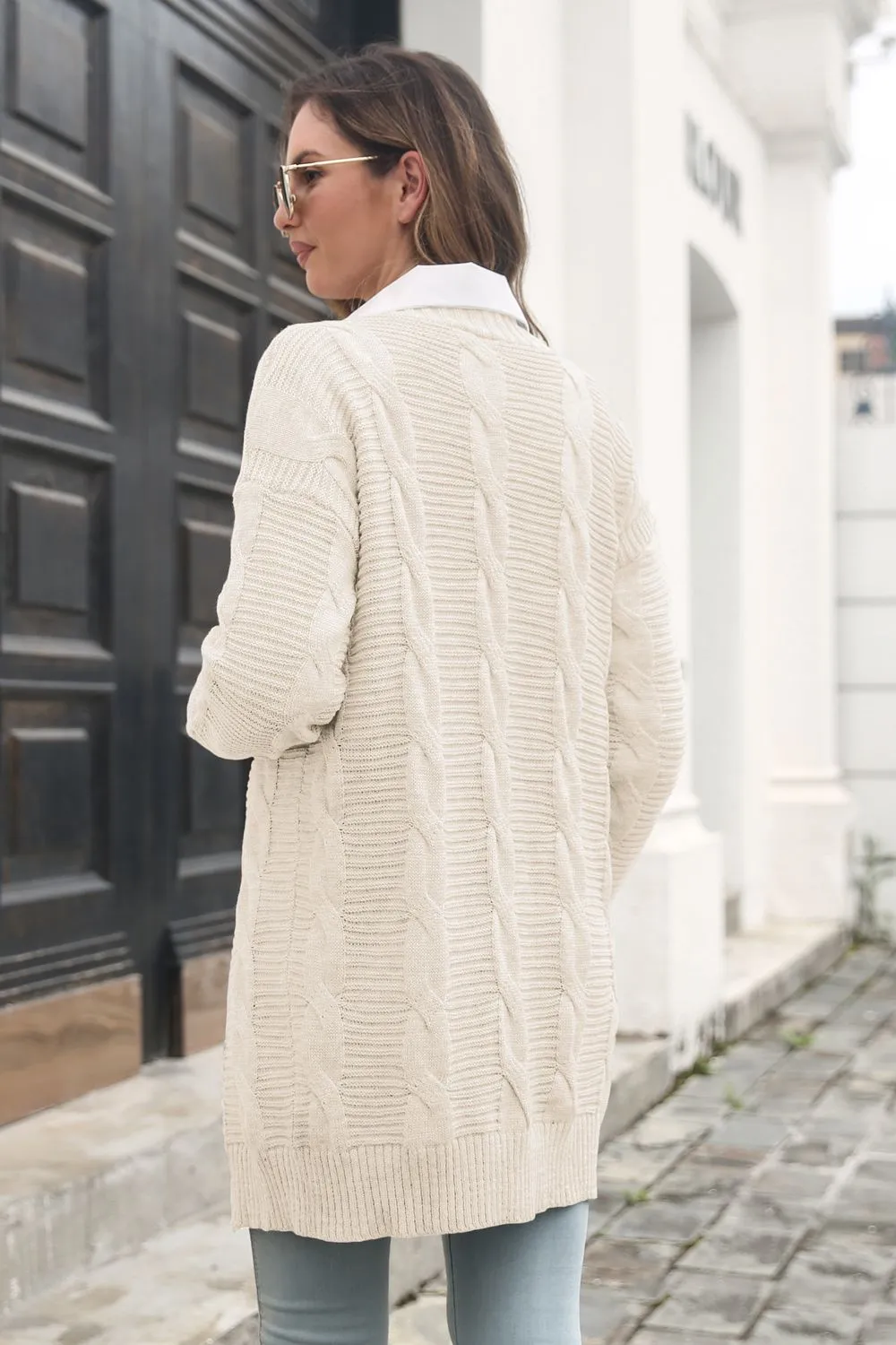 Open Front Cable-Knit Cardigan, image 9