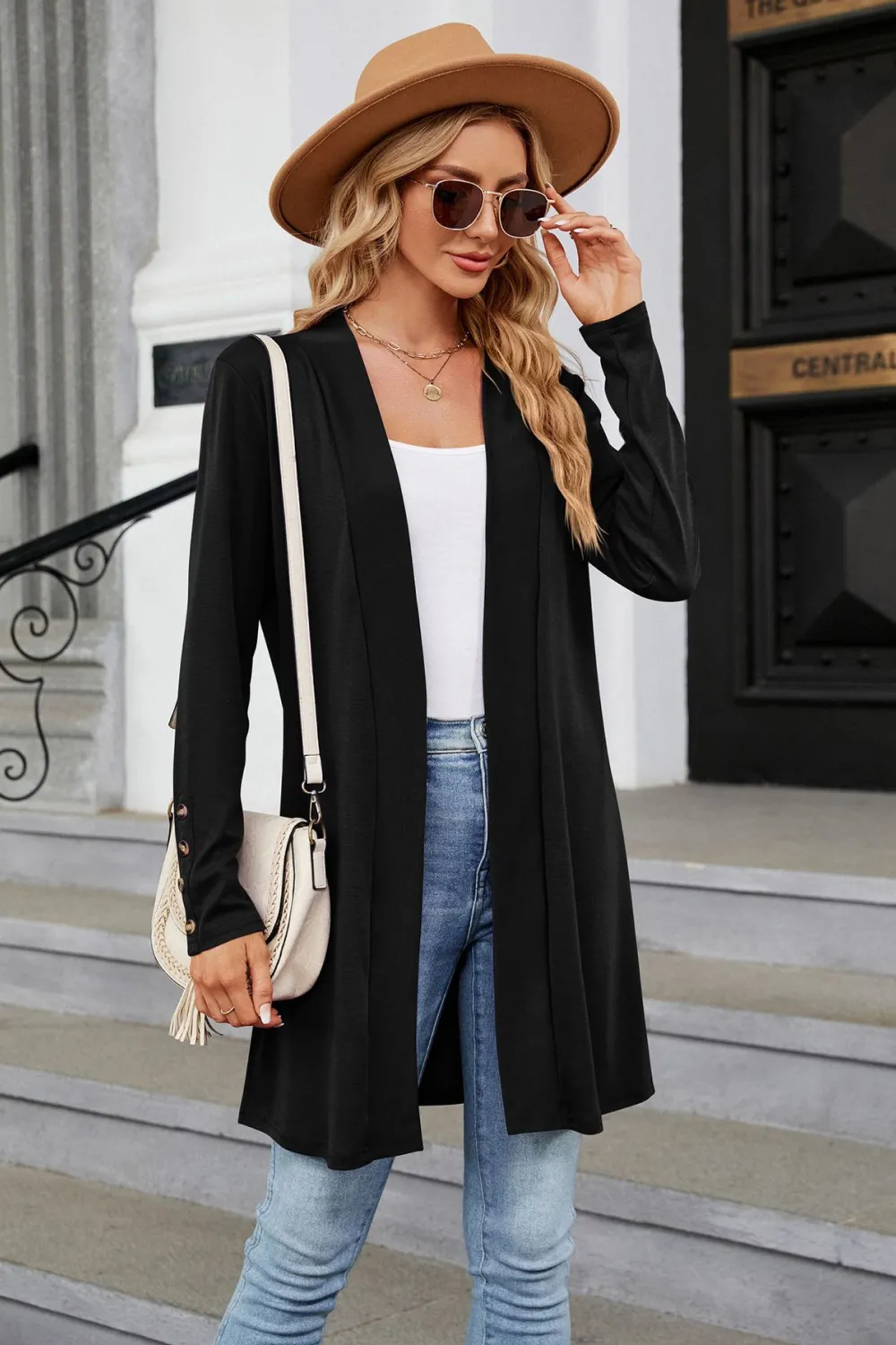 Long Sleeve Open Front Cardigan, image 5