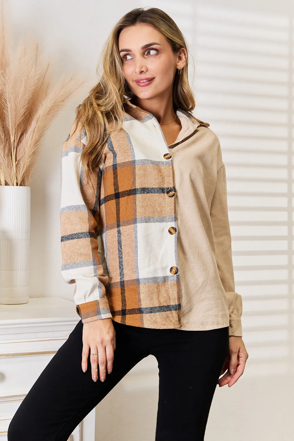 Plaid Print Dropped Shoulder Shirt, image 6