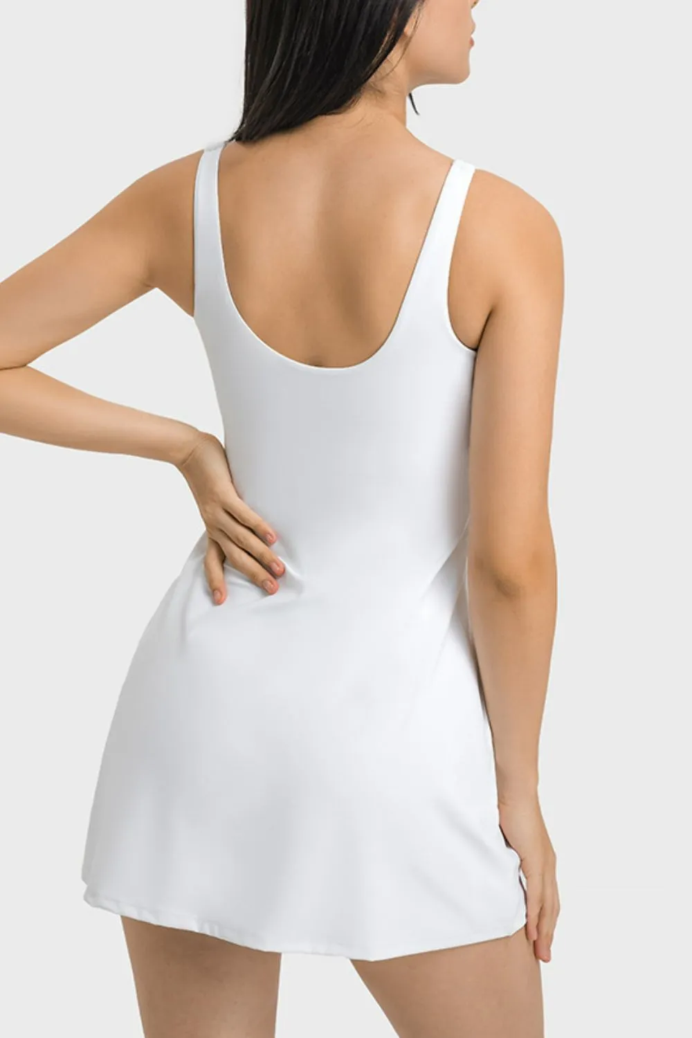 Square Neck Sports Tank Dress with Full Coverage Bottoms, image 4