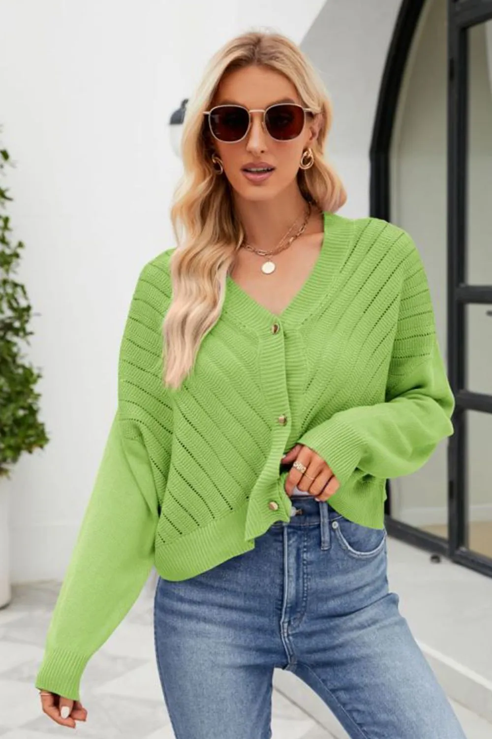 V-Neck Button Down Cardigan, image 10