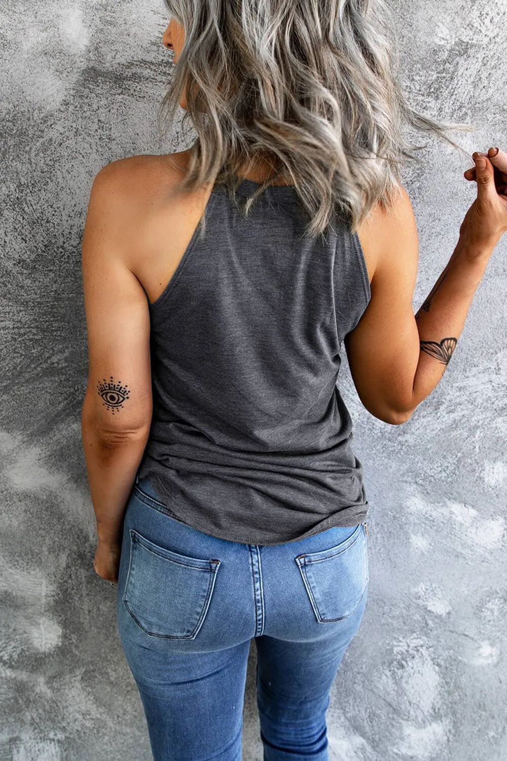 Curved Hem Grecian Tank Top, image 2