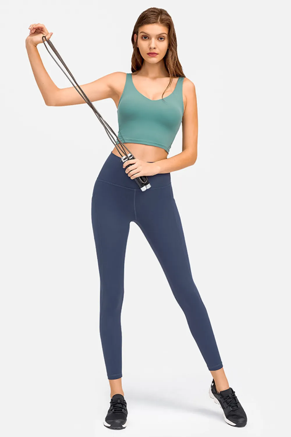 Deep V-Neck Crop Sports Bra, image 7