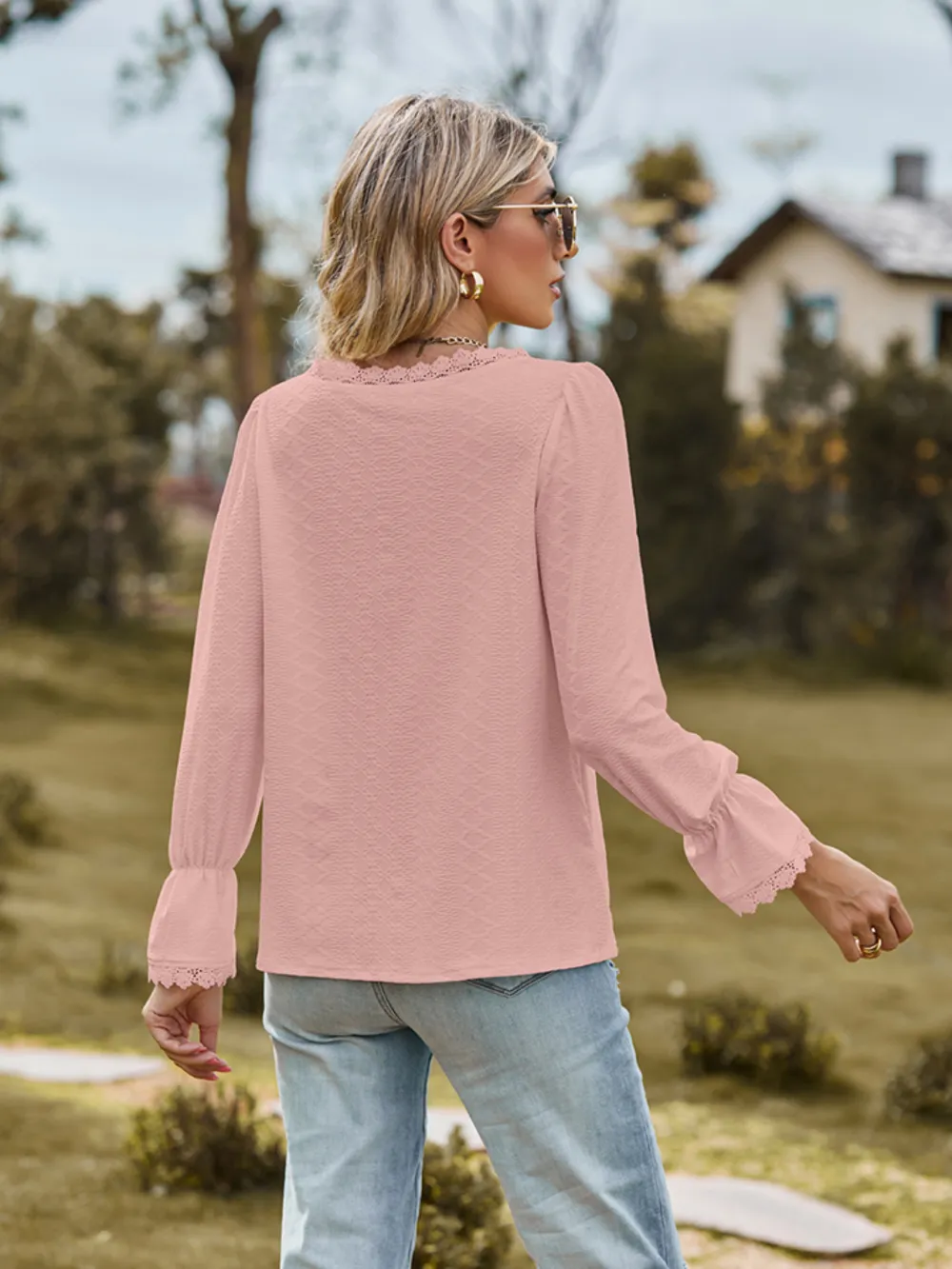 V-Neck Flounce Sleeve Blouse, image 10