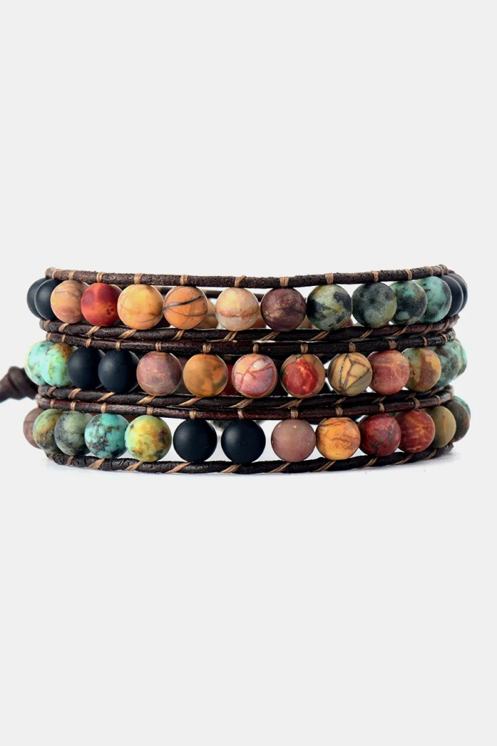Handmade Triple Layer Beaded Agate Bracelet, image 3
