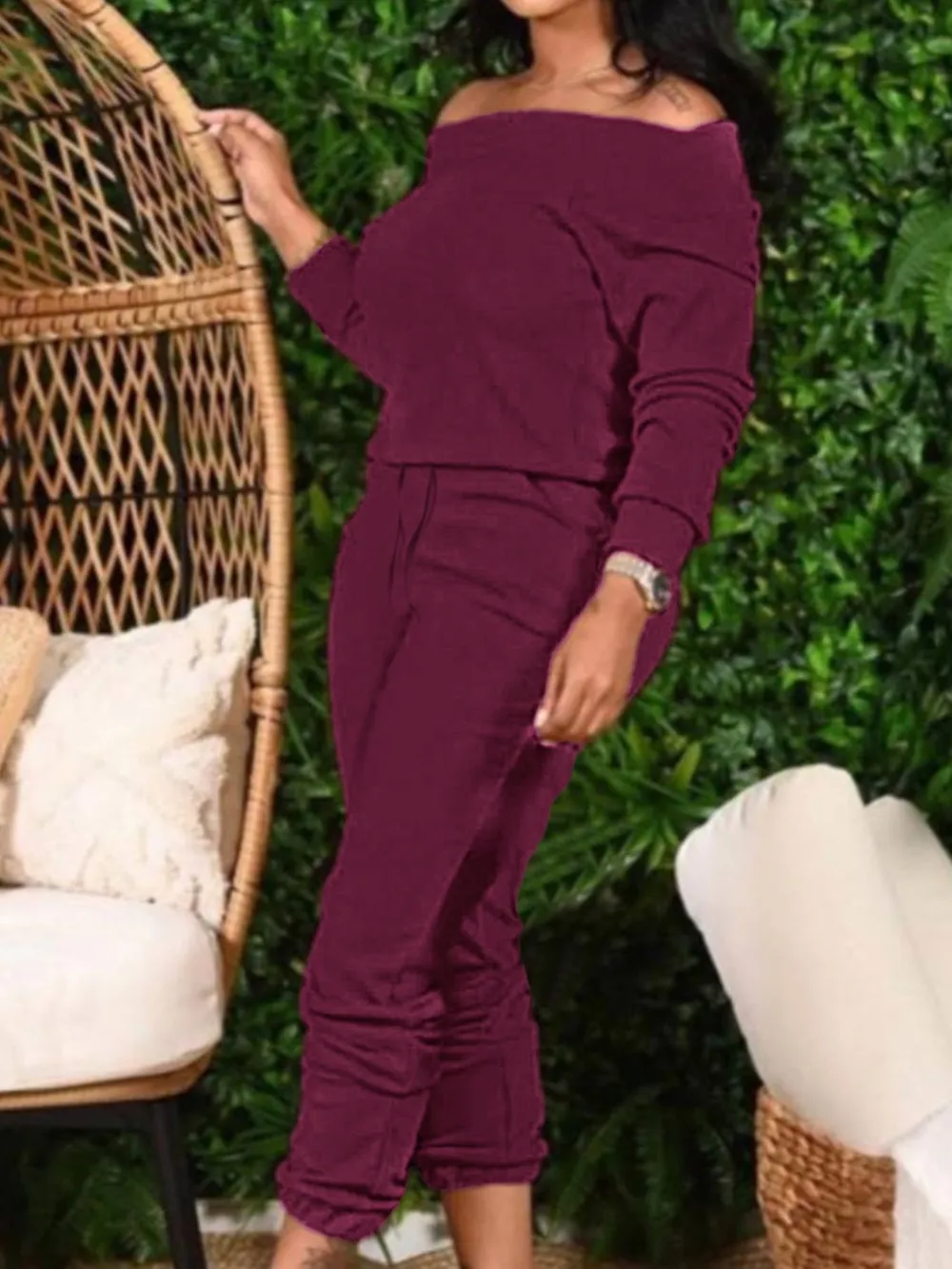 Off-Shoulder Top and Pants Set, image 2
