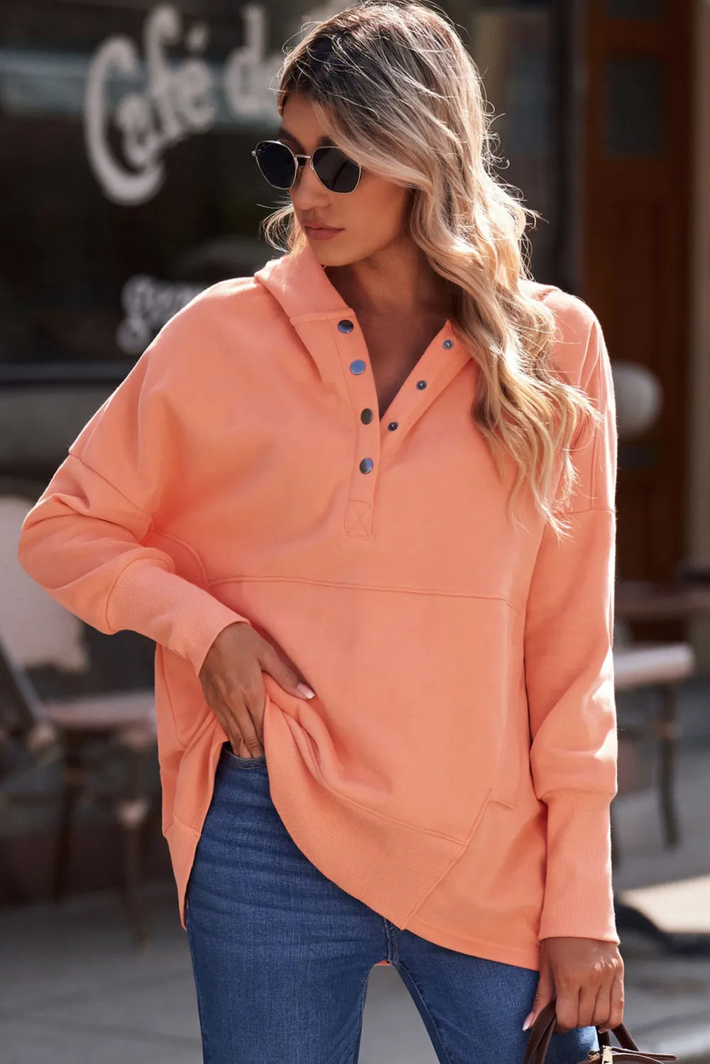 Quarter-Snap Dropped Shoulder Hoodie, image 25