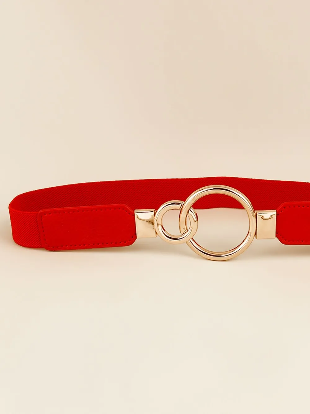 Double Ring Buckle Elastic PU Belt, image 3