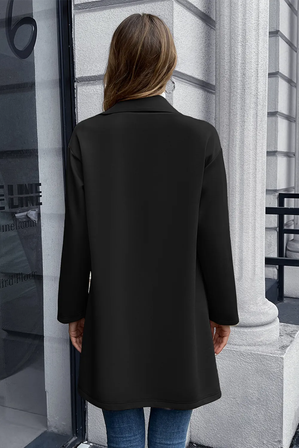 Lapel Collar Long Sleeve Blazer, image 9