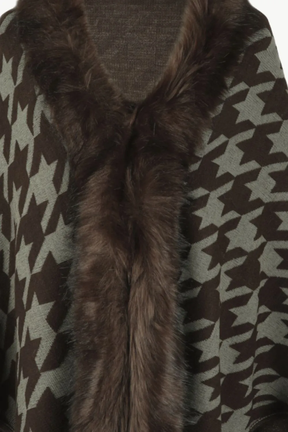 Houndstooth Fringe Hem Poncho, image 23