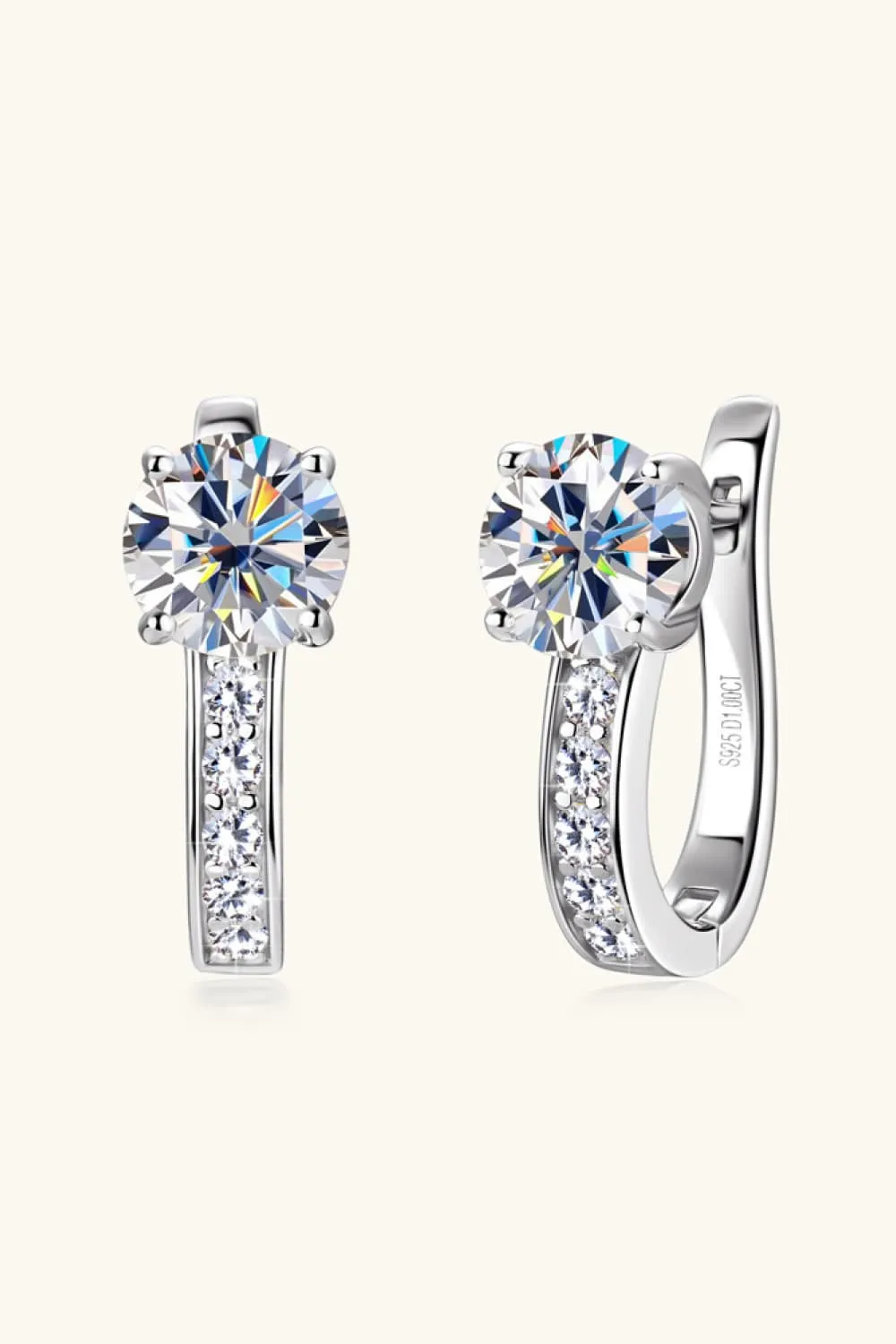2 Carat Moissanite 925 Sterling Silver Earrings, image 2