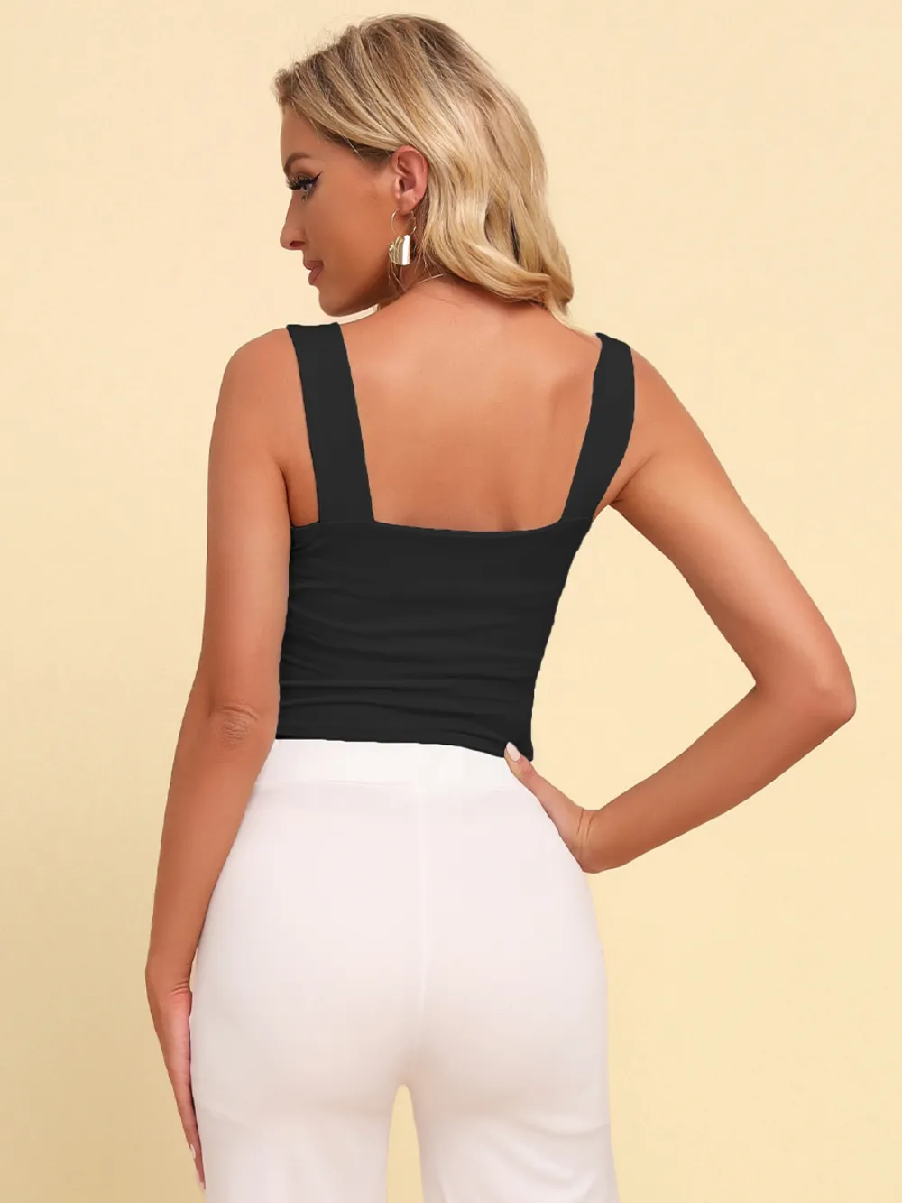 Square Neck Sleeveless Knit Top, image 4