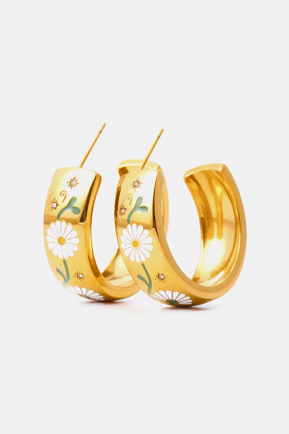 Stainless Steel 18K Gold Plated Ring Shape C-Hoop Earrings, image 6