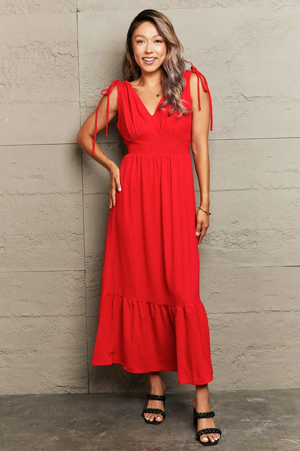 Drawstring V-Neck Sleeveless Dress, image 3