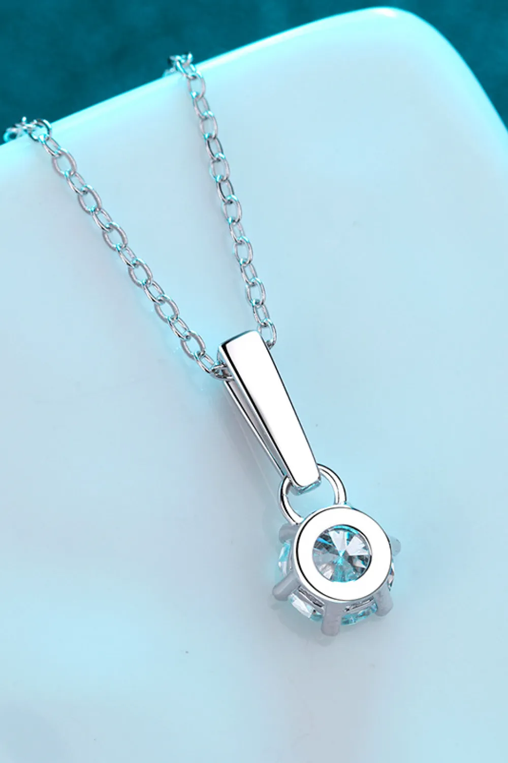 1 Carat Moissanite 925 Sterling Silver Chain-Link Necklace, image 4