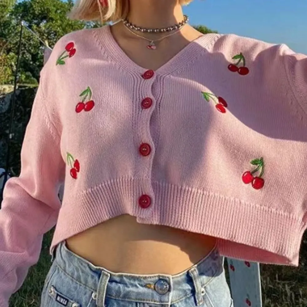 Cherry Button Down Cardigan, image 2