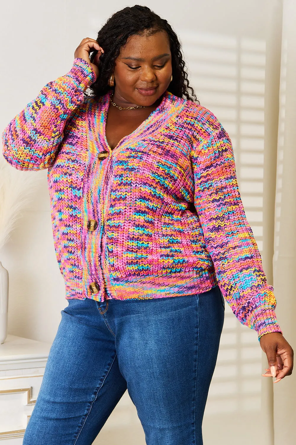 V-Neck Long Sleeve Cardigan, image 2