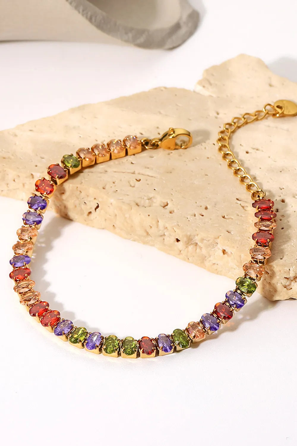 18K Gold Plated Multicolored Zircon Bracelet, image 3