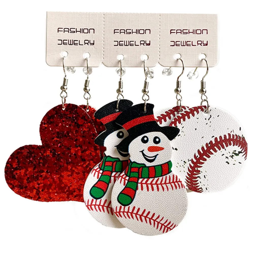 Snowman, Ball, and Heart Earrings Set, image 4