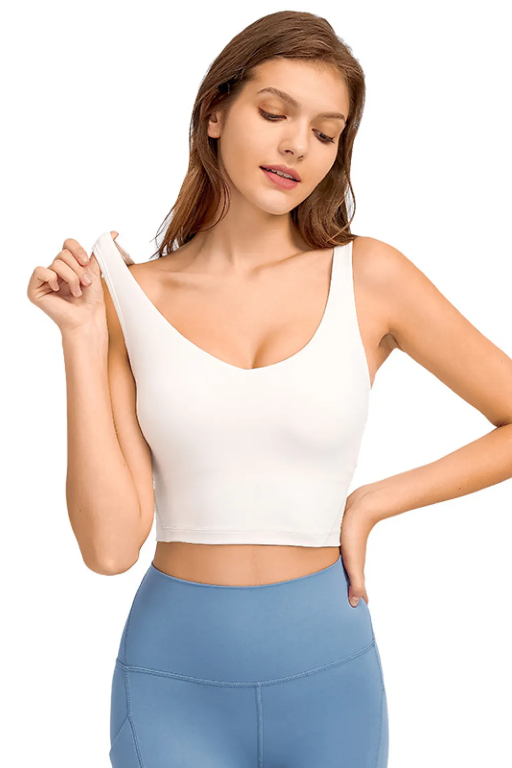Deep V-Neck Crop Sports Bra, image 8