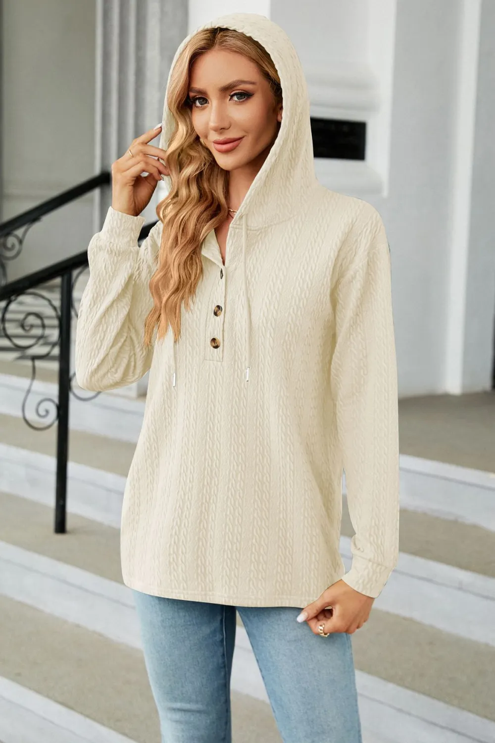 Cable-Knit Long Sleeve Hoodie, image 18