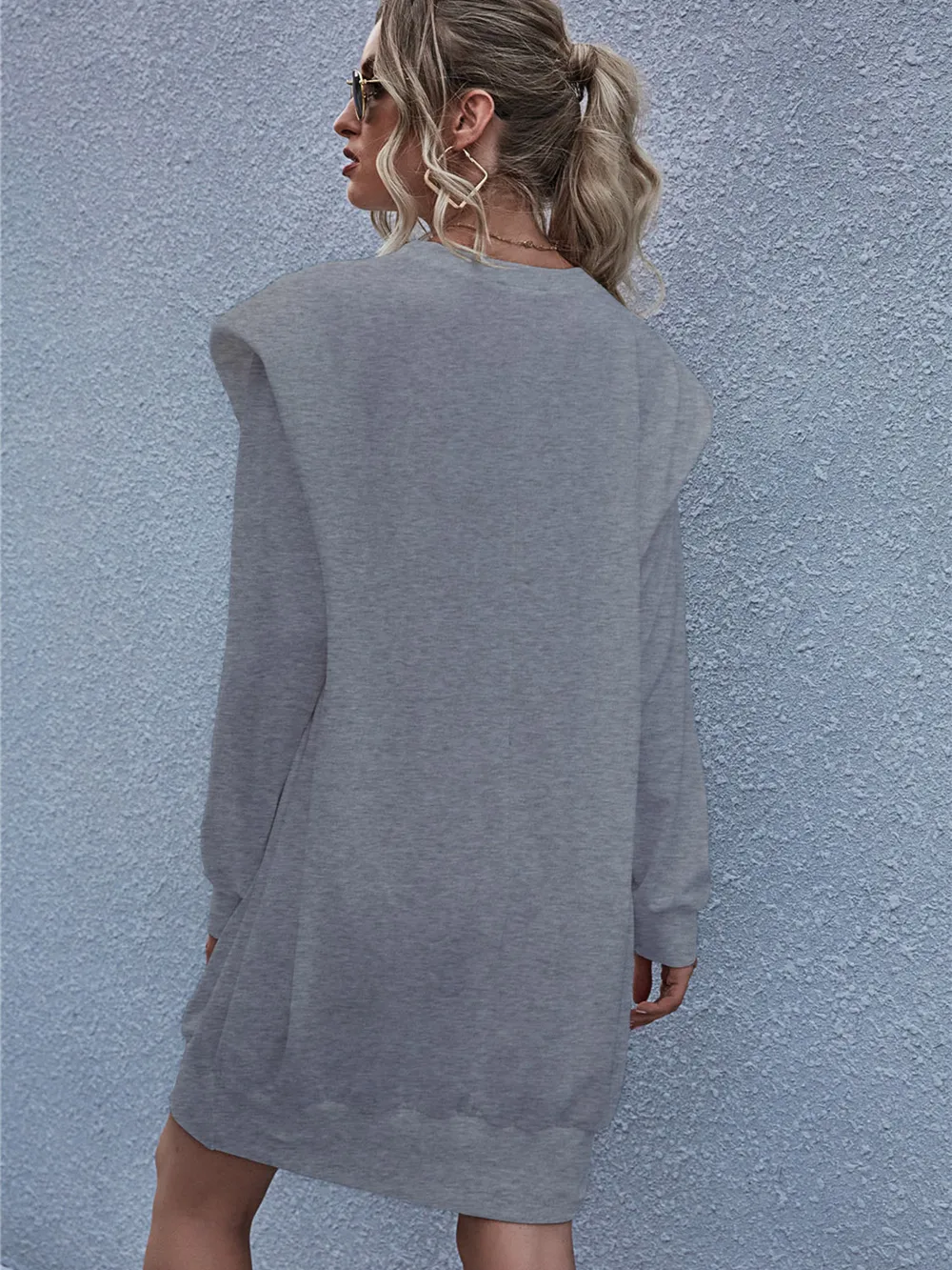 Round Neck Long Sleeve Mini Dress, image 2
