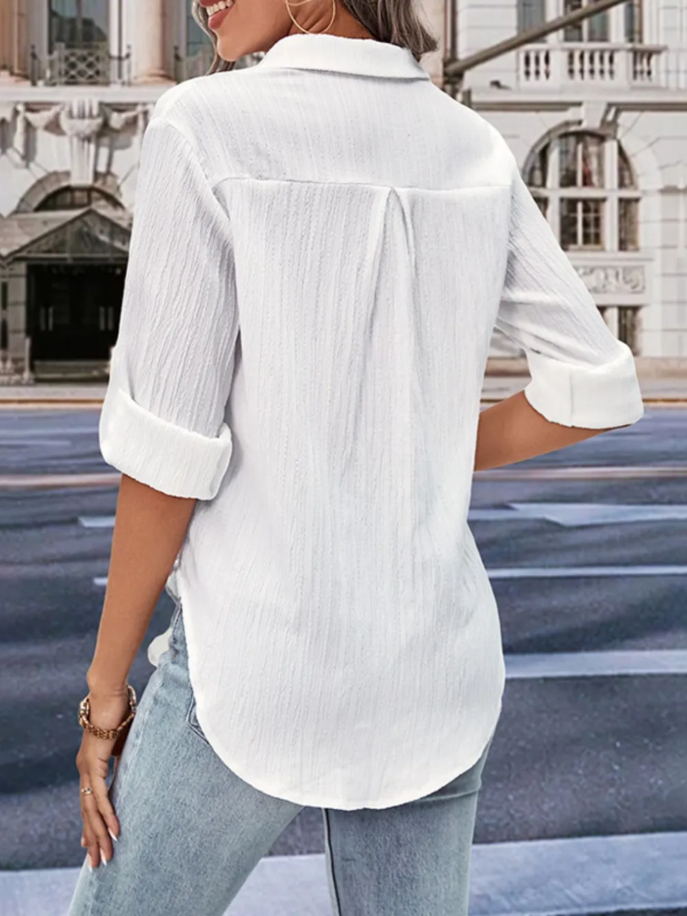 Collared Neck Half Sleeve Twisted Shirt, image 2