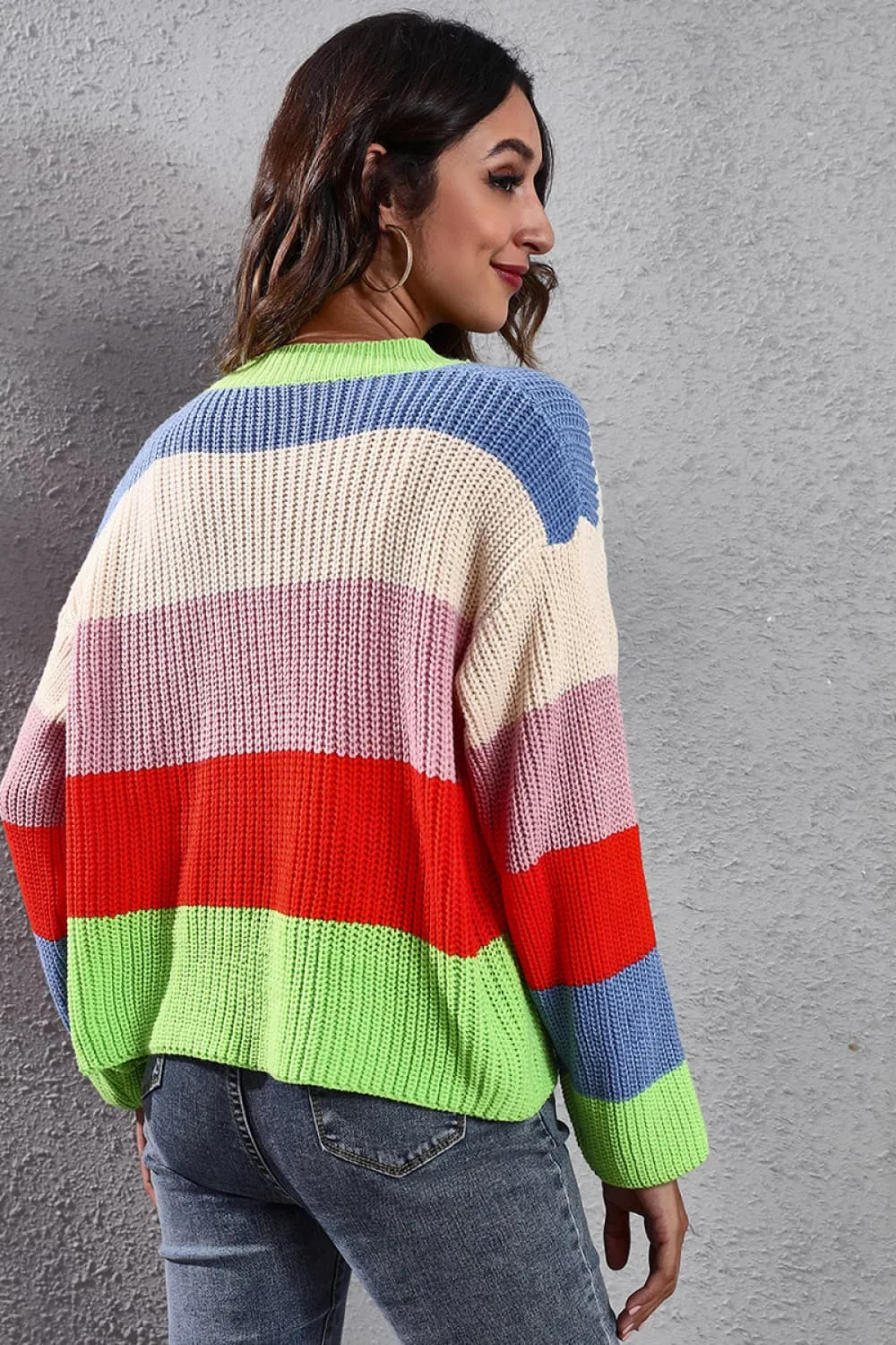 Color Block Button-Down Dropped Shoulder Cardigan, image 7