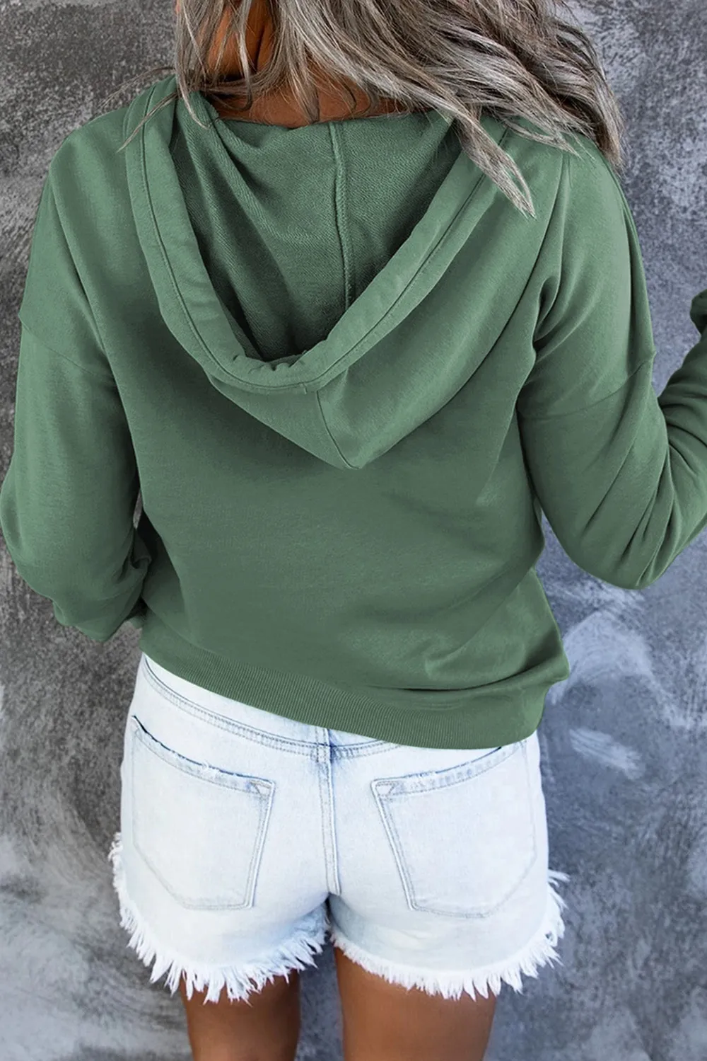 Dropped Shoulder Long Sleeve Hoodie with Pocket, image 5