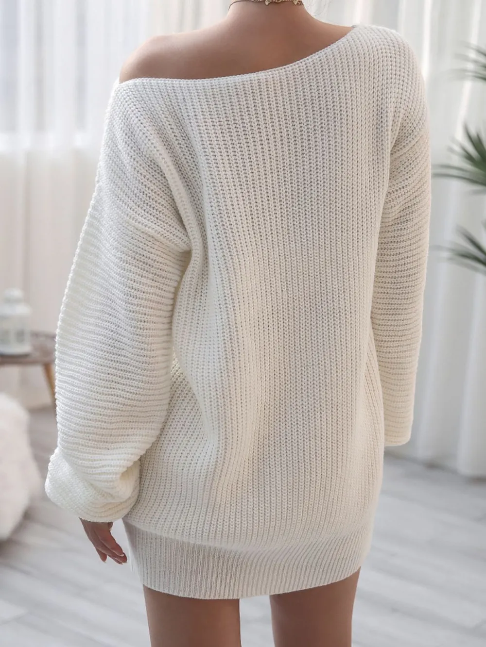 Balloon Sleeve Boat Neck Sweater Mini Dress, image 5