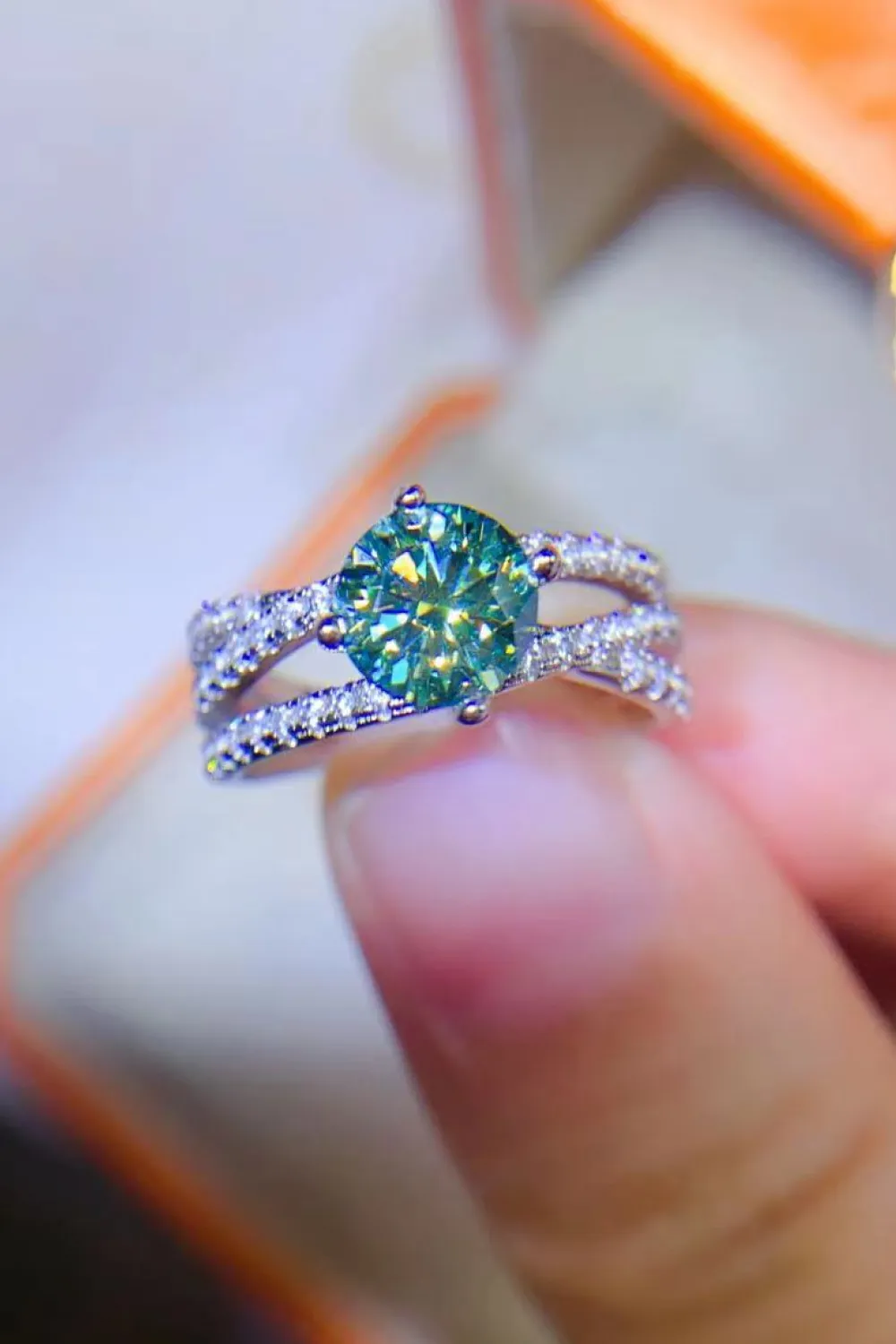 1 Carat Moissanite Contrast 925 Sterling Silver Ring, image 2