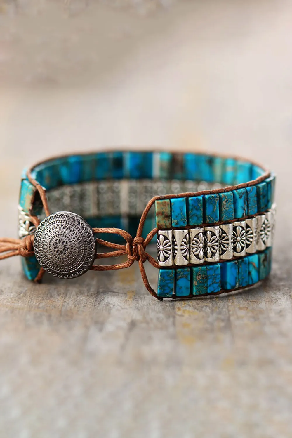 Handmade Triple Layer Natural Stone Bracelet, image 4