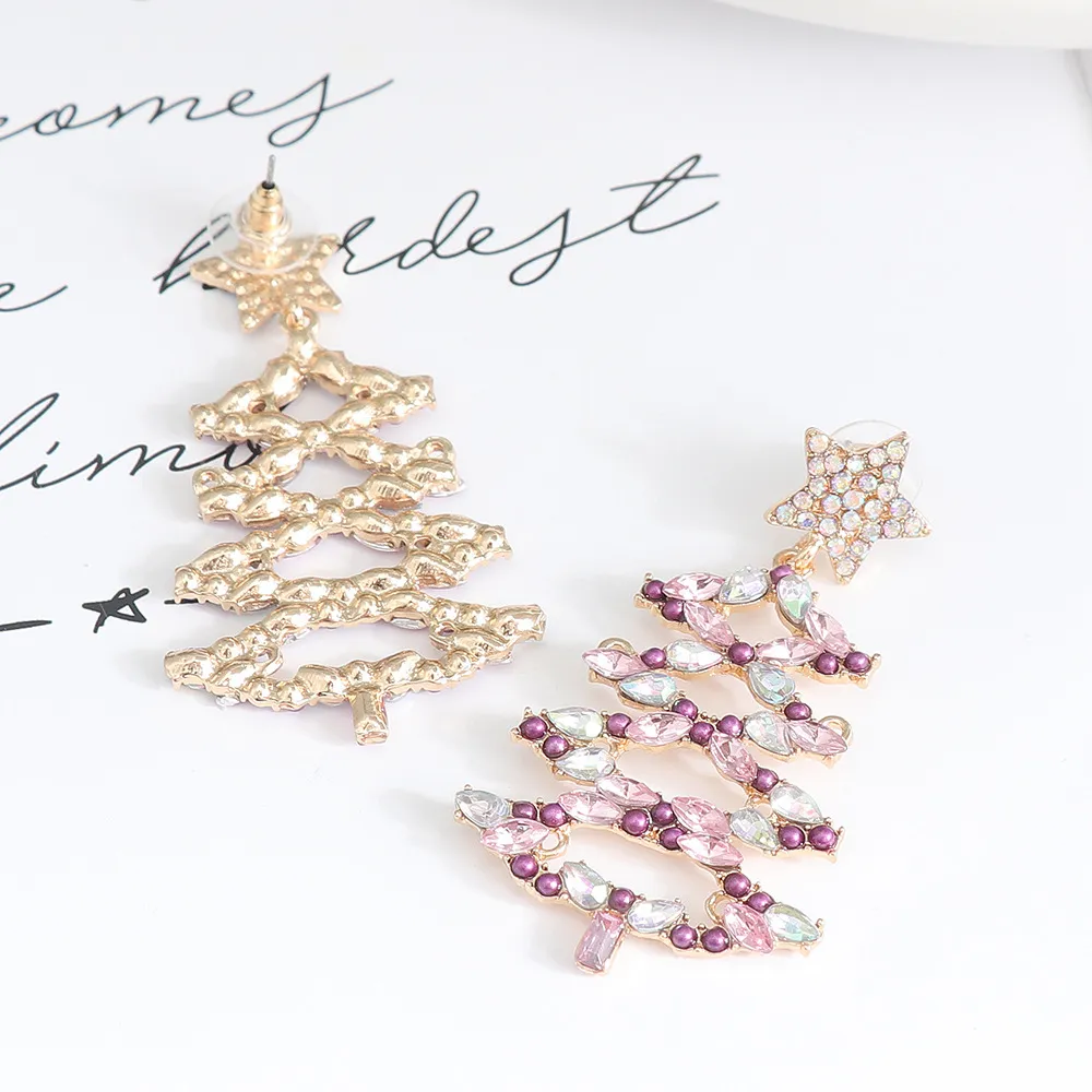 Christmas Tree Rhinestone Alloy Earrings, image 7