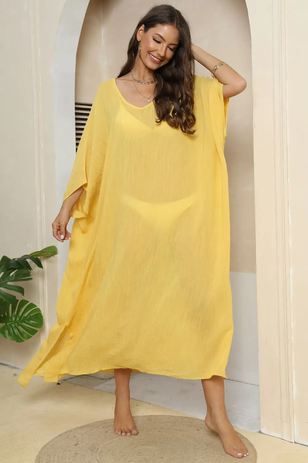 V-Neck Three-Quarter Sleeve Cover-Up, image 5