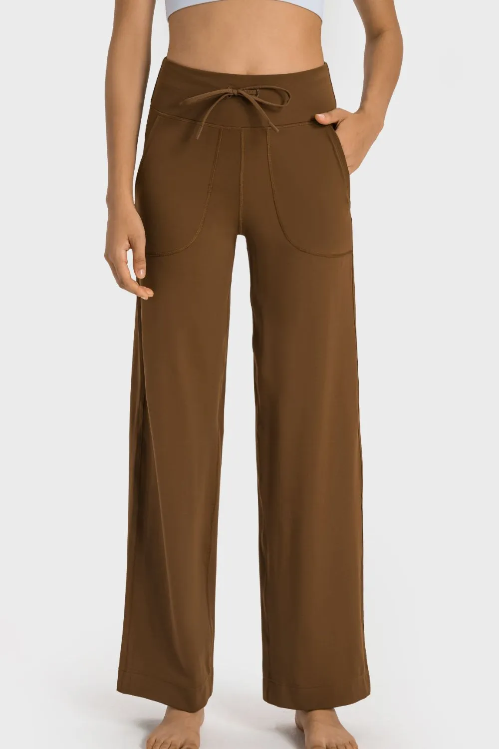 Drawstring Waist Wide Leg Sports Pants with Pockets, image 9