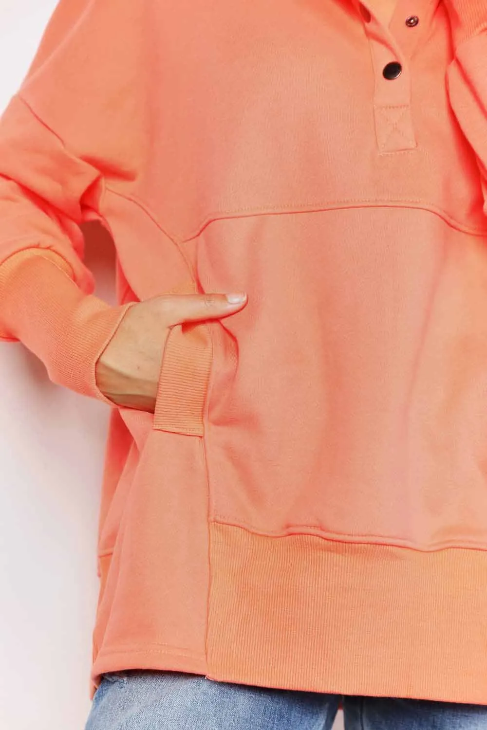 Quarter-Snap Dropped Shoulder Hoodie, image 4
