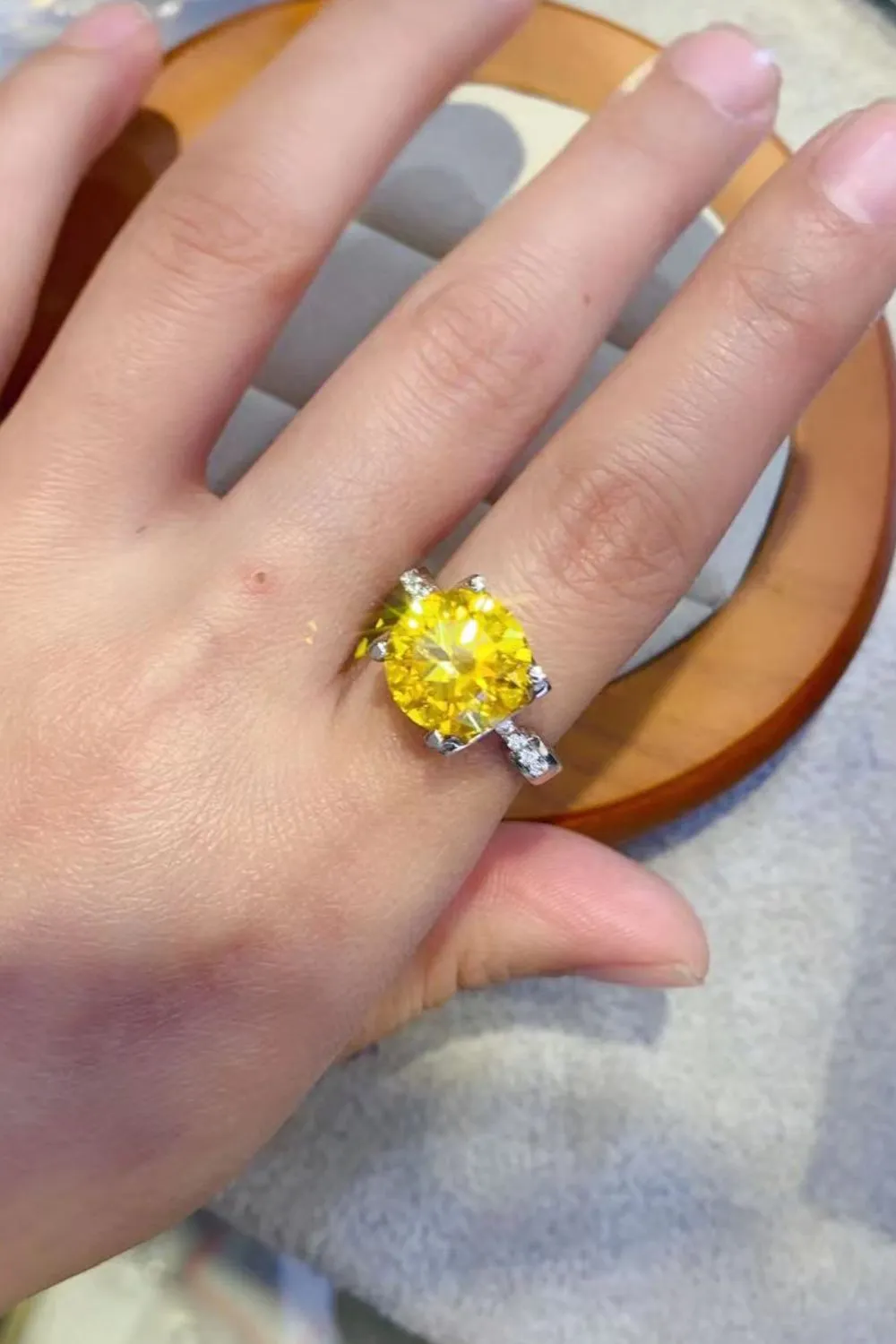 5 Carat Moissanite 925 Sterling Silver Ring in Banana Yellow, image 2