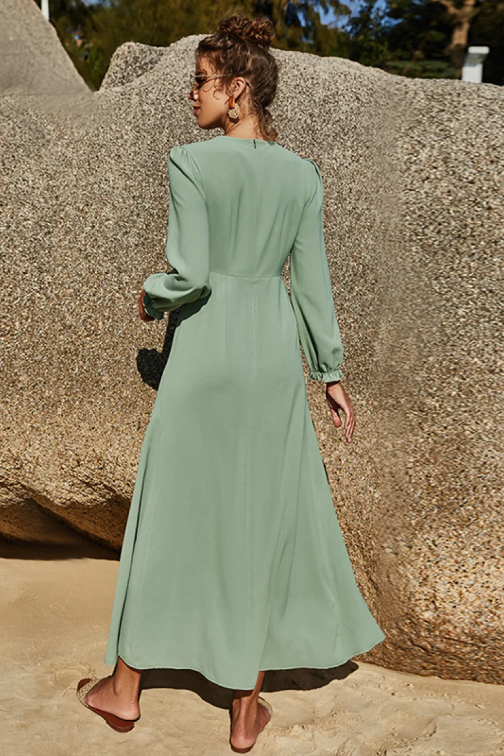 Puff Sleeve Flounce Dress, image 2