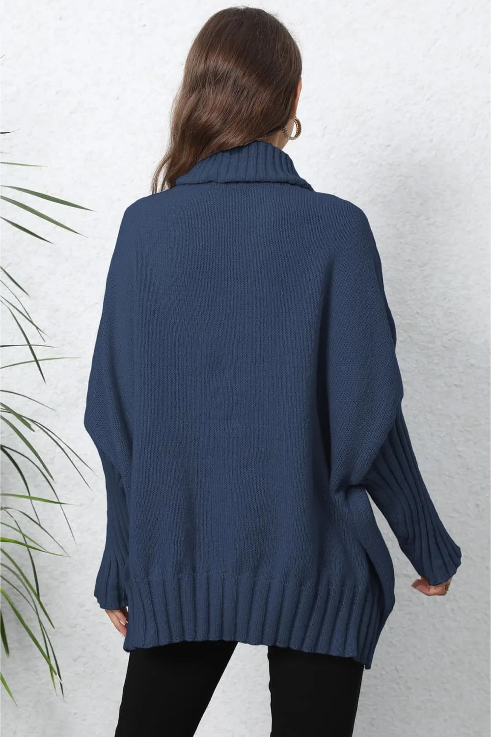 Turtle Neck Long Sleeve Ribbed Sweater, image 10