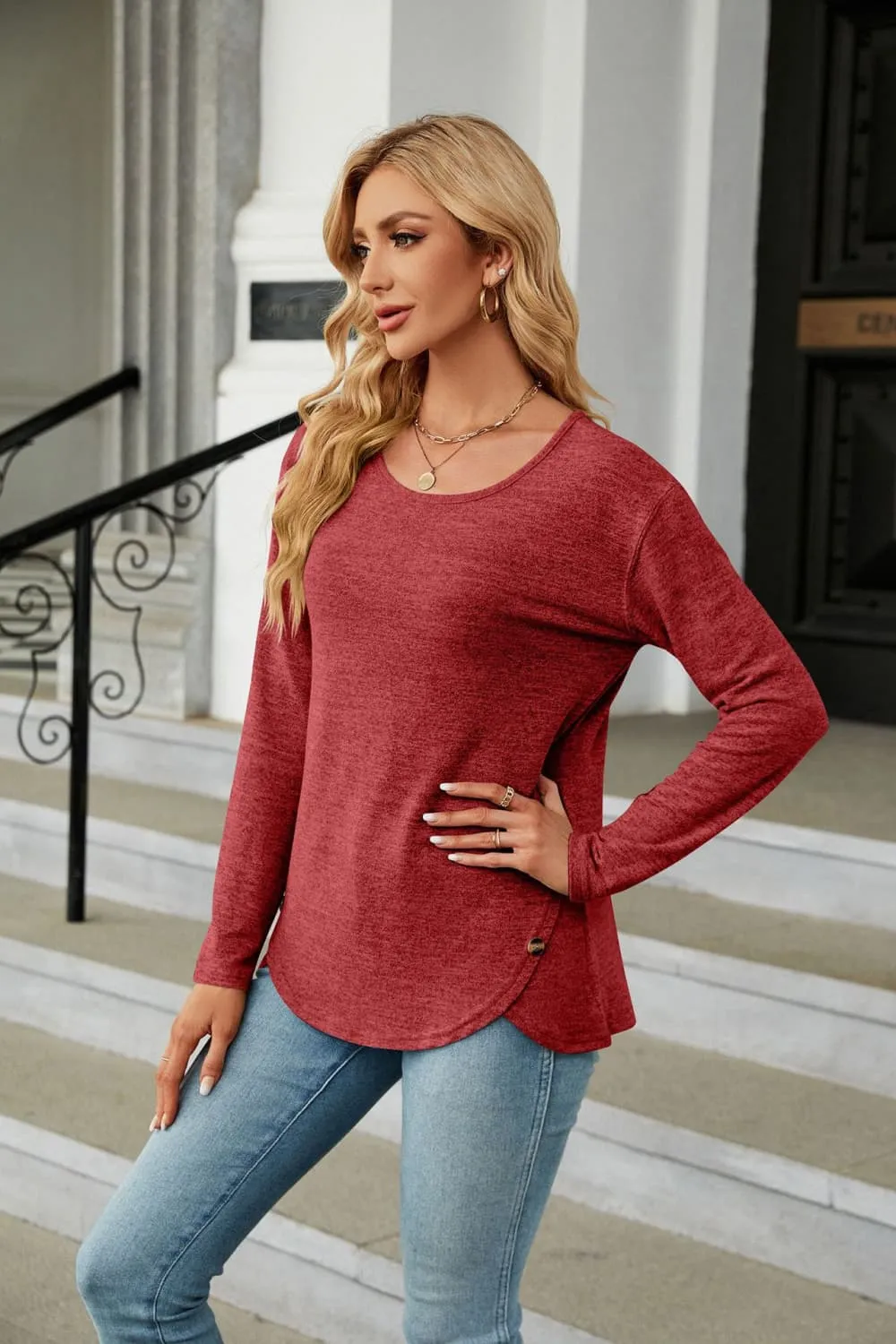 Round Neck Long Sleeve T-Shirt, image 15