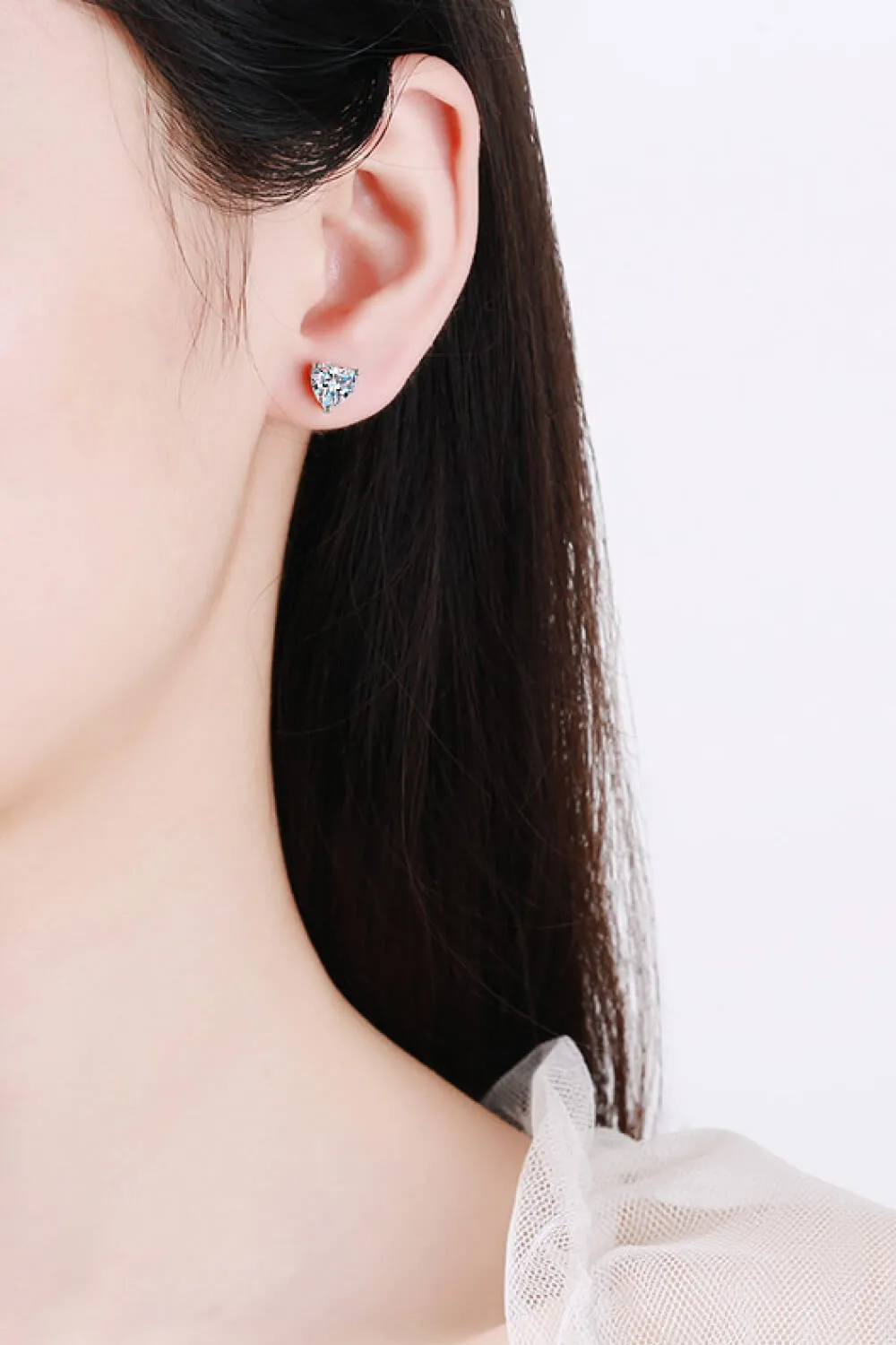 2 Carat Moissanite Heart-Shaped Stud Earrings, image 2