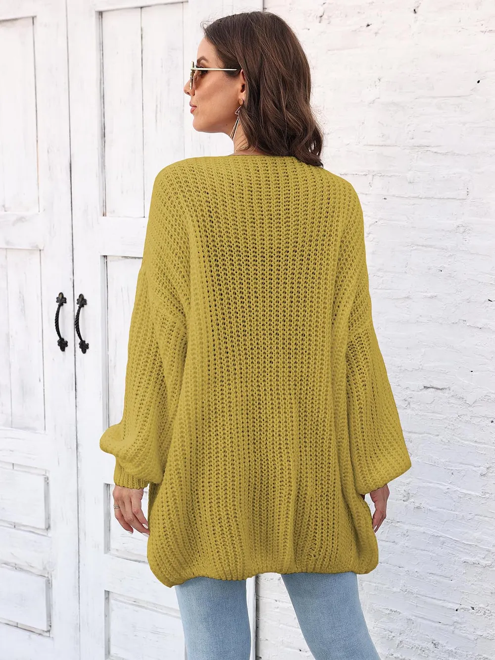 Open Front Dropped Shoulder Longline Cardigan, image 3