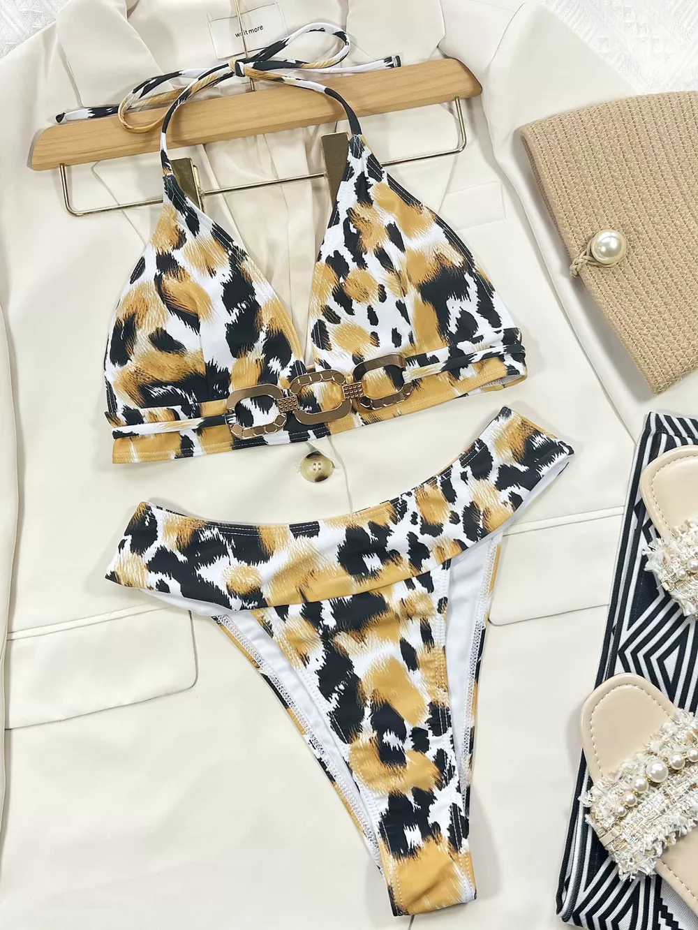 Animal Print Halter Neck Bikini Set, image 2