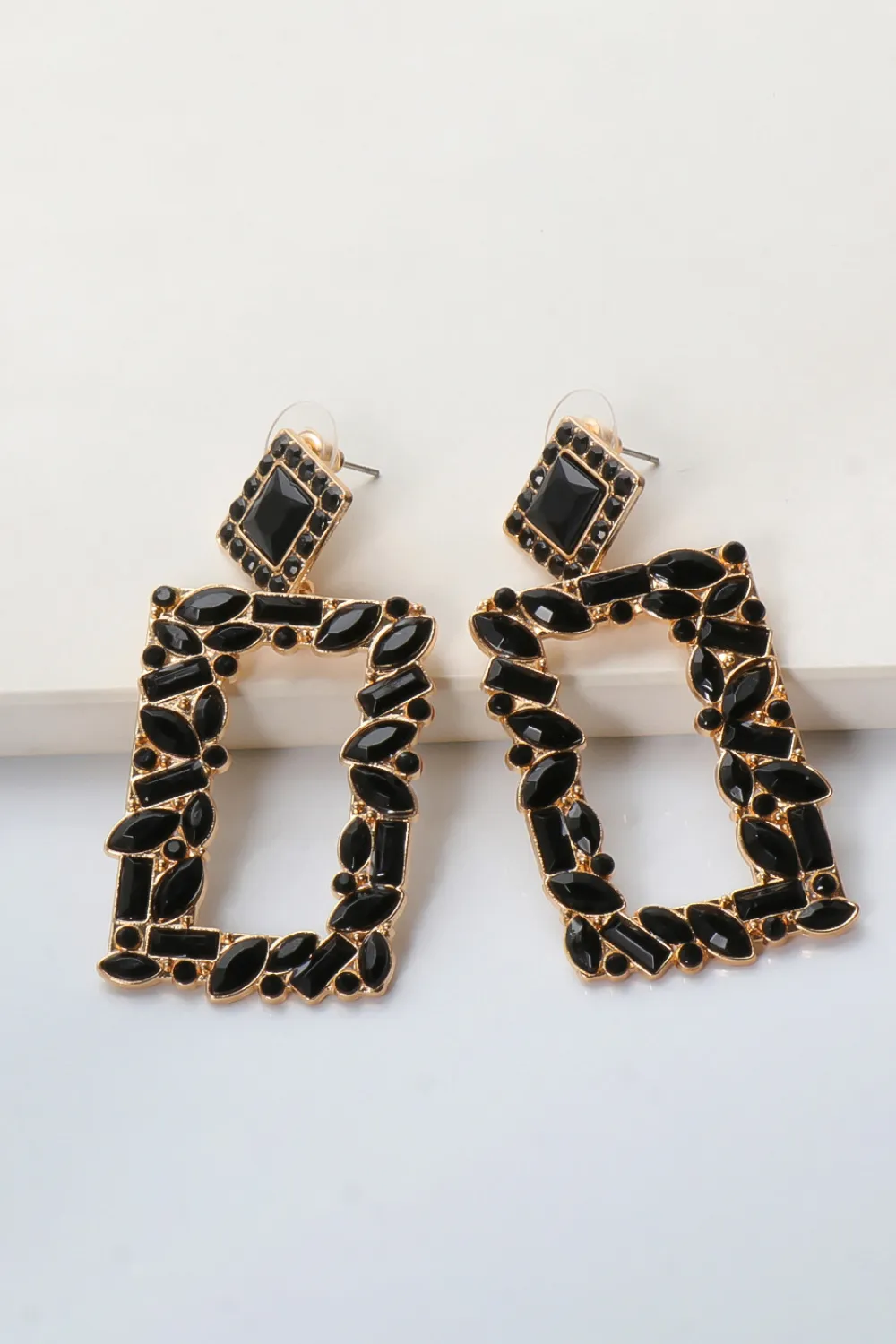 Square Shape Glass Stone Dangle Earrings, image 8
