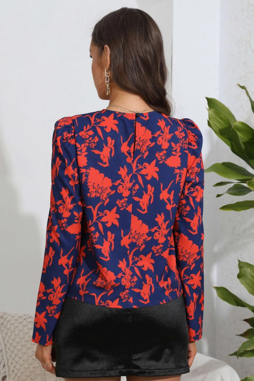 Floral Long Puff Sleeve Blouse, image 2